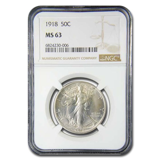 1918 Walking Liberty Half Dollar MS-63 NGC 1918 Walking Liberty Half Dollar MS-63 NGC
