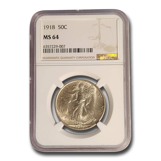 1918 Walking Liberty Half Dollar MS-64 NGC 1918 Walking Liberty Half Dollar MS-64 NGC