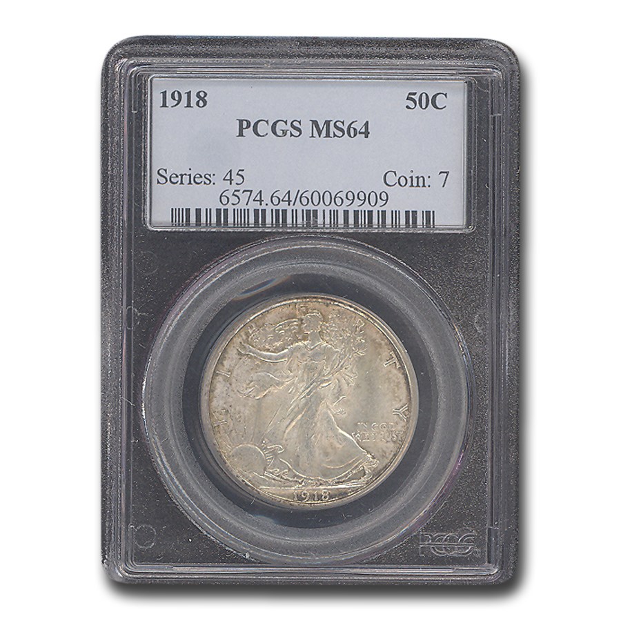 1918 Walking Liberty Half Dollar MS-64 PCGS