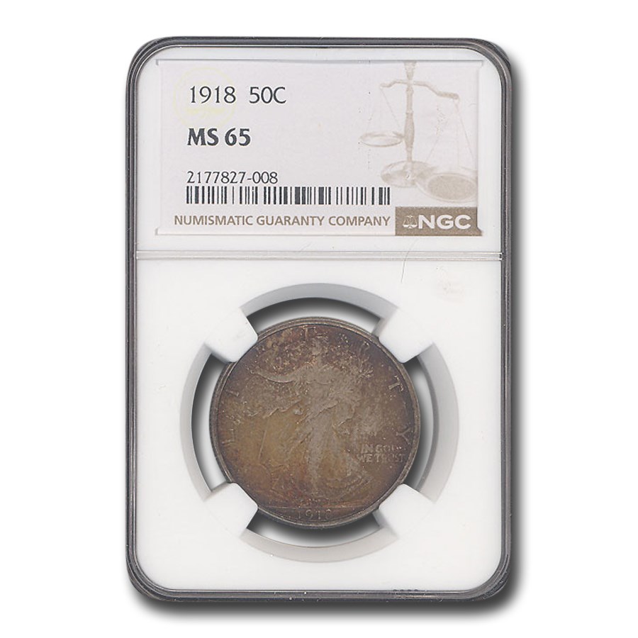 1918 Walking Liberty Half Dollar MS-65 NGC (Toned)