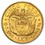 1919-1930 Colombia Gold 5 Pesos Simon Bolivar (AU)