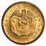 1919-1930 Colombia Gold 5 Pesos Simon Bolivar Avg Circ