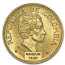 1919-1930 Colombia Gold 5 Pesos Simon Bolivar BU