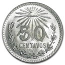 1919-45 Mexico Silver 50 Centavos Cap & Rays AU/BU (ASW .1929)