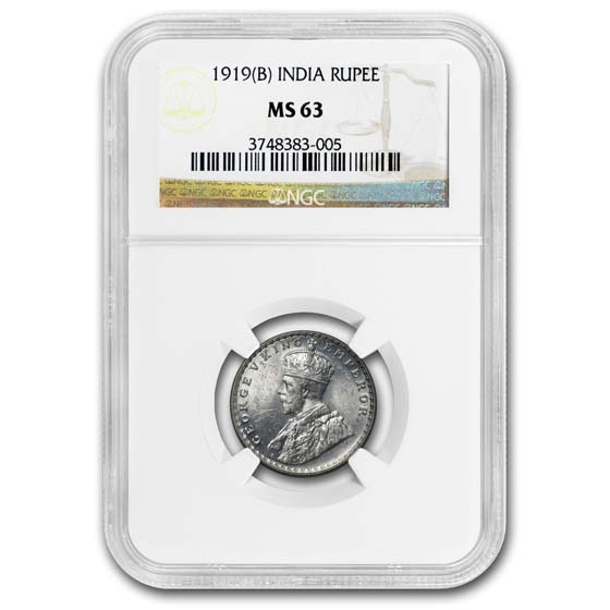 Buy 1919-B India Silver 1 Rupee MS-63 NGC | APMEX