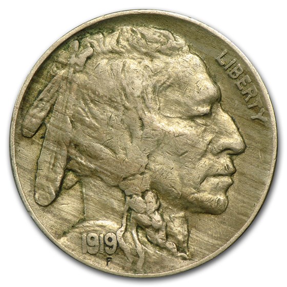 1919 Buffalo Nickel XF Details (Striated Planchet) 1919 Buffalo Nickel XF Details (Striated Planchet)