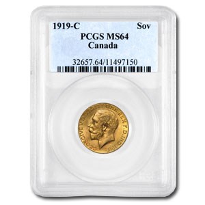 1919-C Canada Gold Sovereign MS-64 PCGS 1919-C Canada Gold Sovereign MS-64 PCGS