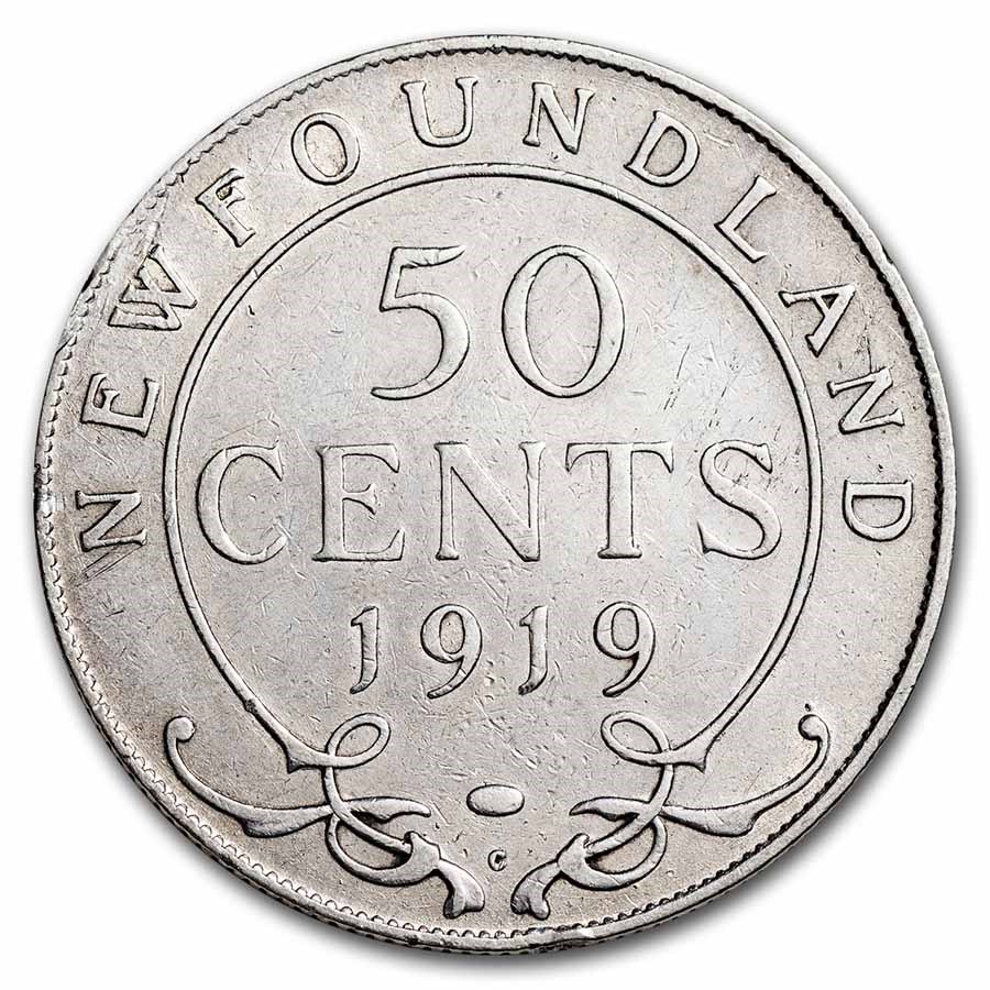 1919-C Newfoundland Silver 50 Cents George V VG