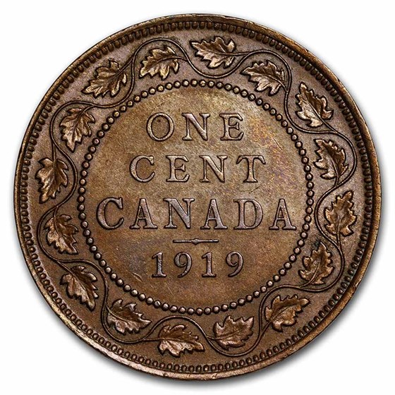 1919 Canada Large Cent George V AU 1919 Canada Large Cent George V AU