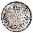 1919 Canada Silver 10 Cents George V AU