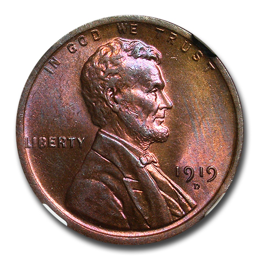 1919-D Lincoln Cent MS-64 NGC (Red/Brown)