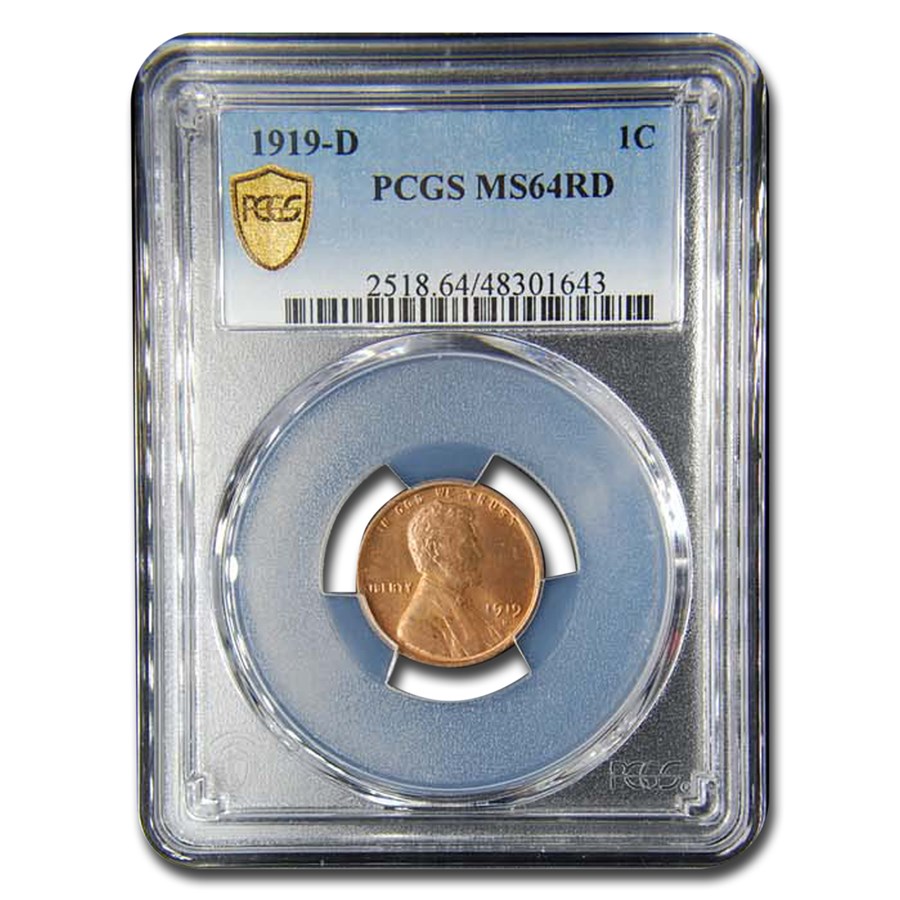 1919-D Lincoln Cent MS-64 PCGS (Red)