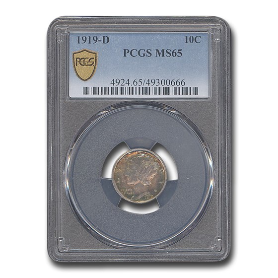 1919-D Mercury Dime MS-65 PCGS 1919-D Mercury Dime MS-65 PCGS
