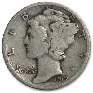 1919-D Mercury Dime VG 1919-D Mercury Dime VG