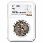1919-D Walking Liberty Half Dollar Fine-15 NGC