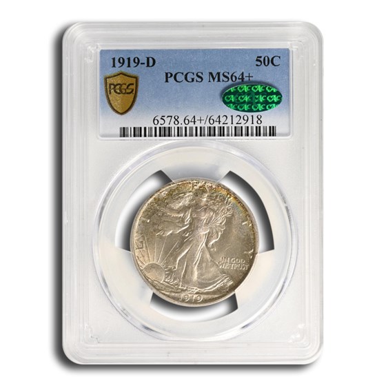 1919-D Walking Liberty Half Dollar MS-64+ PCGS CAC