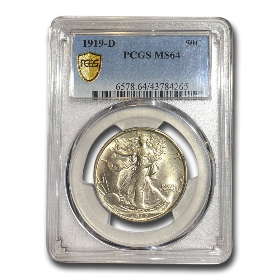 1919-D Walking Liberty Half Dollar MS-64 PCGS