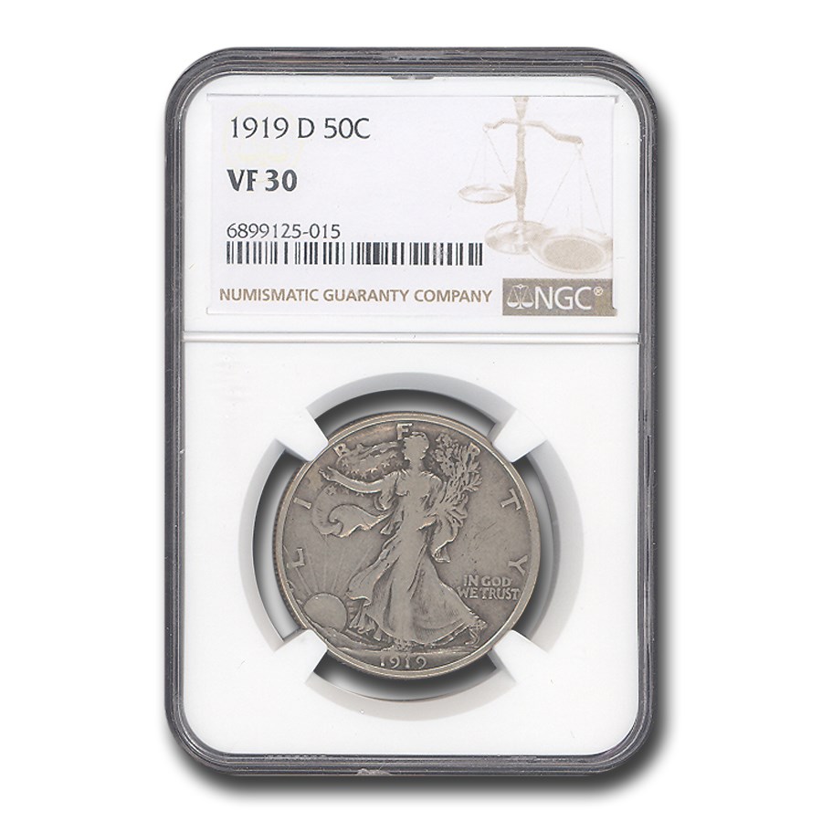 1919-D Walking Liberty Half Dollar VF-30 NGC