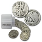 1919-D Walking Liberty Halves 20-Coin Roll Avg Circ