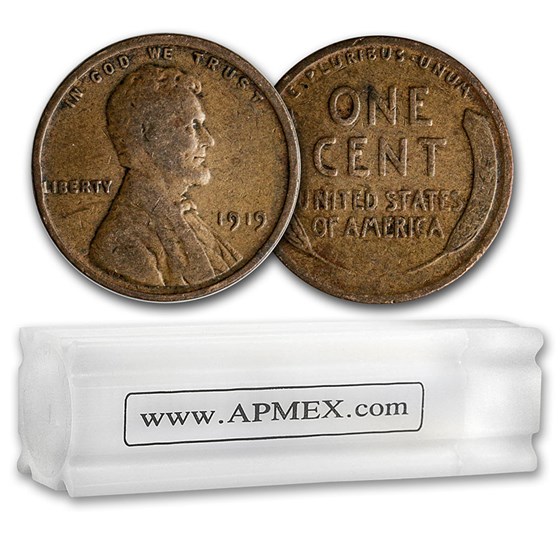 1919 Lincoln Cent 50-Coin Roll Avg Circ 1919 Lincoln Cent 50-Coin Roll Avg Circ
