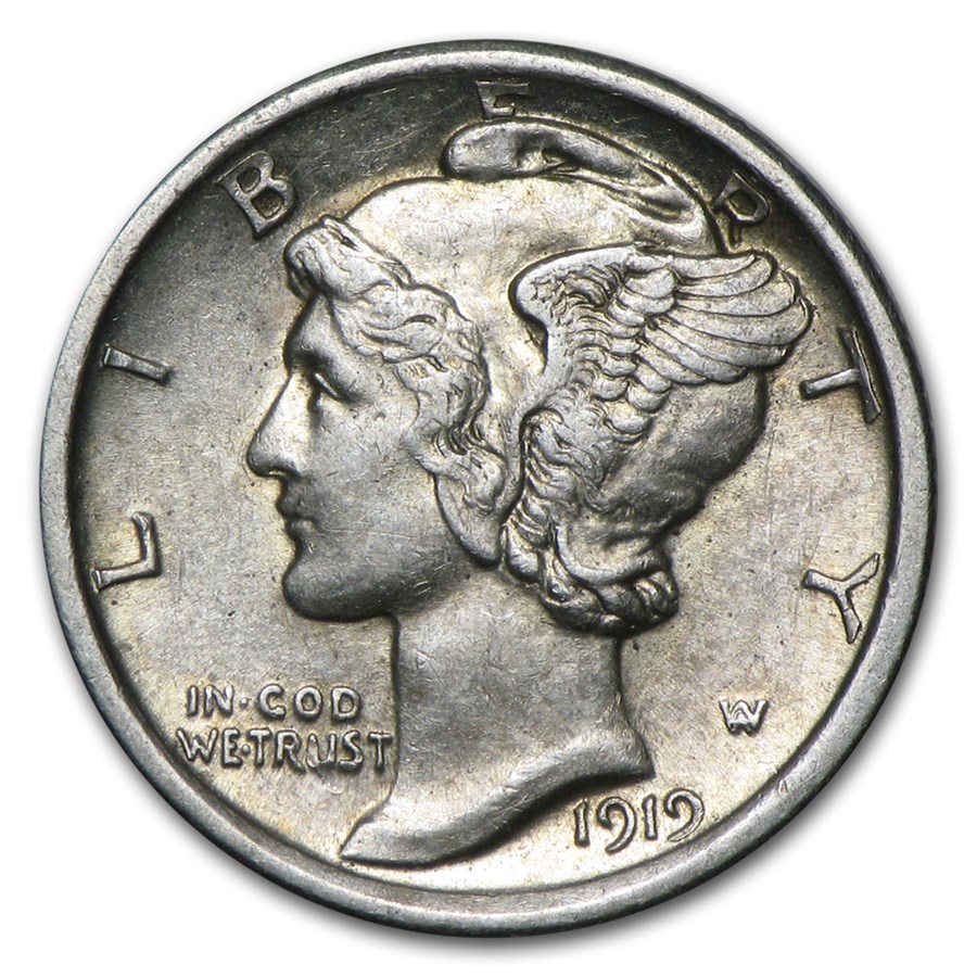 1919 Mercury Dime AU