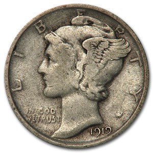 1919 Mercury Dime VF 1919 Mercury Dime VF