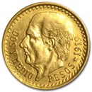 1919 Mexico Gold 2 1/2 Pesos Hidalgo AU