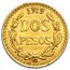 1919 Mexico Gold 2 Pesos AU