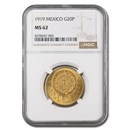 1919 Mexico Gold 20 Pesos MS-62 NGC