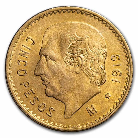 1919 Mexico Gold 5 Pesos BU 1919 Mexico Gold 5 Pesos BU