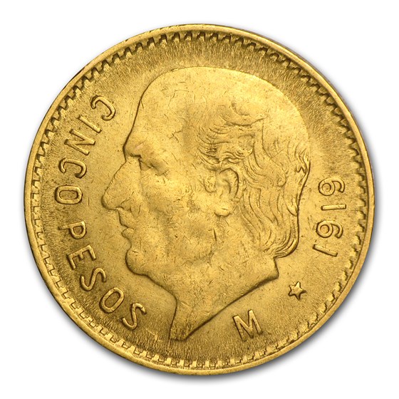 1919 Mexico Gold 5 Pesos XF 1919 Mexico Gold 5 Pesos XF