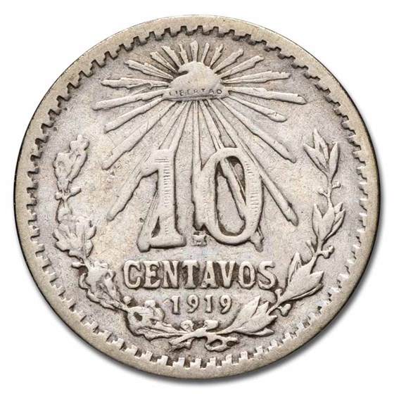 1919 Mexico Silver 10 Centavos Avg Circ 1919 Mexico Silver 10 Centavos Avg Circ