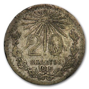 1919 Mexico Silver 20 Centavos Fine 1919 Mexico Silver 20 Centavos Fine
