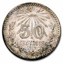 1919 Mexico Silver 50 Centavos Cap & Ray AU/BU (ASW .2331)