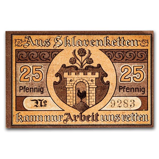 1919 Notgeld Kaltennordheim 25 Pfennig CU (Peach/Brown) 1919 Notgeld Kaltennordheim 25 Pfennig CU (Peach/Brown)