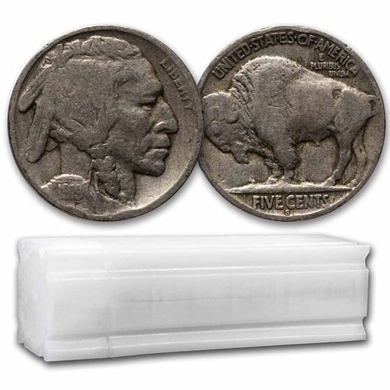1919-S Buffalo Nickel 40-Coin Roll Avg Circ