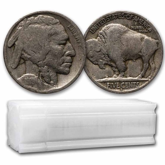 1919-S Buffalo Nickel 40-Coin Roll Avg Circ 1919-S Buffalo Nickel 40-Coin Roll Avg Circ