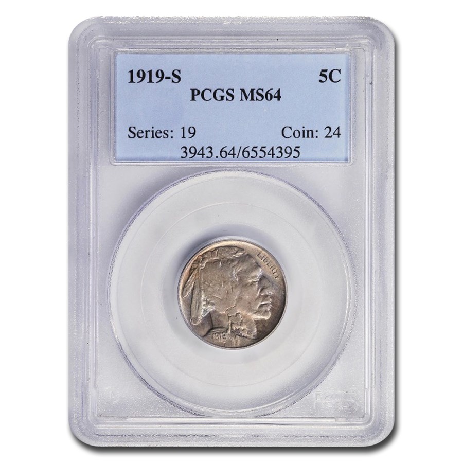 1919-S Buffalo Nickel MS-64 PCGS