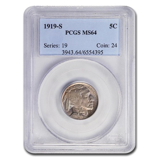 1919-S Buffalo Nickel MS-64 PCGS 1919-S Buffalo Nickel MS-64 PCGS