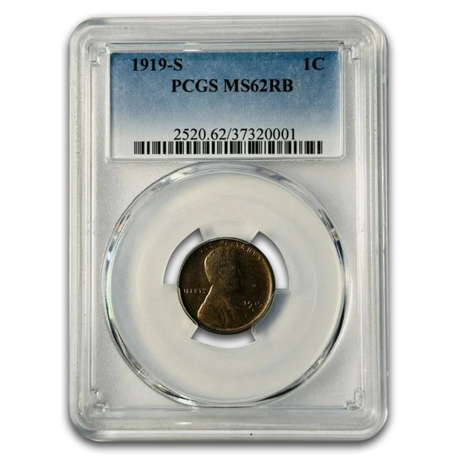1919-S Lincoln Cent MS-62 PCGS (Red/Brown)