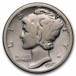 1919-S Mercury Dime 50-Coin Roll Avg Circ
