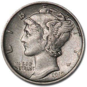 1919-S Mercury Dime AU 1919-S Mercury Dime AU