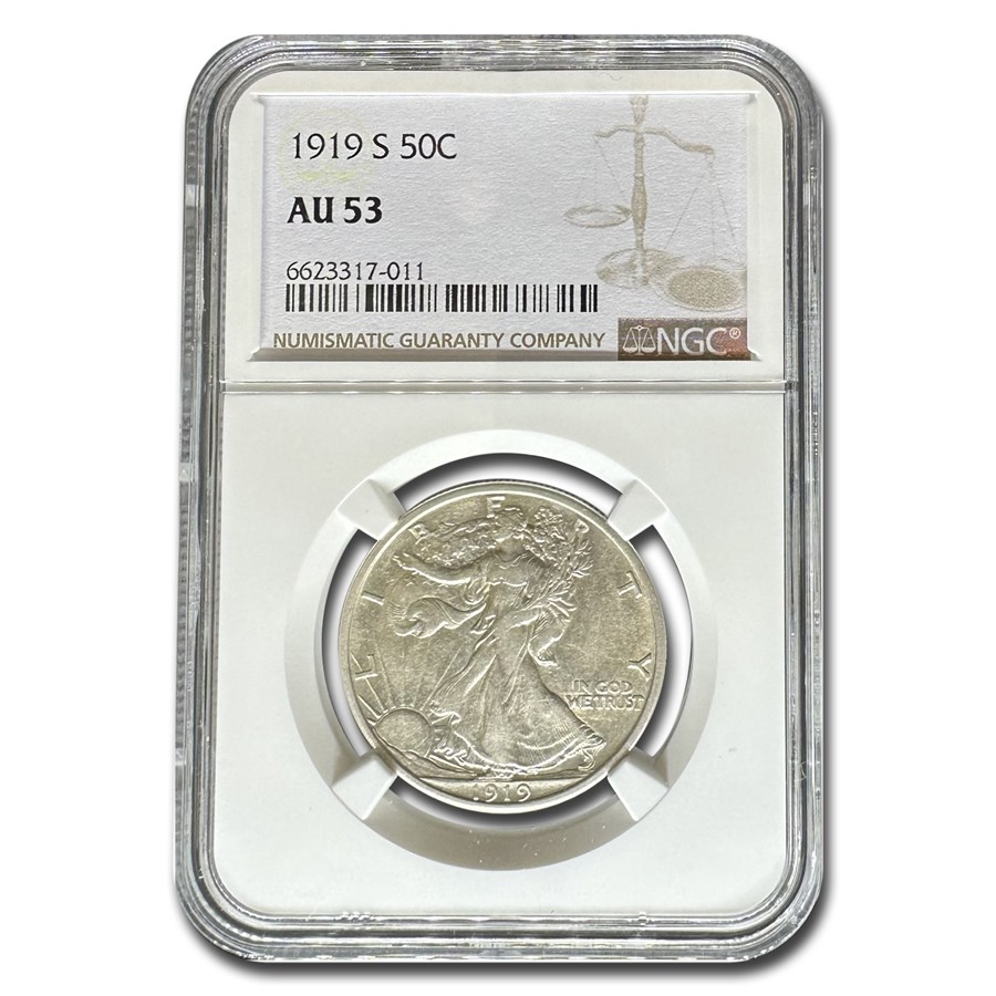 1919-S Walking Liberty Half Dollar AU-53 NGC
