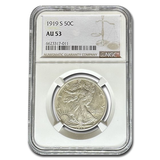 1919-S Walking Liberty Half Dollar AU-53 NGC 1919-S Walking Liberty Half Dollar AU-53 NGC