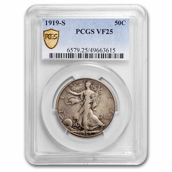 1919-S Walking Liberty Half Dollar VF-25 PCGS 1919-S Walking Liberty Half Dollar VF-25 PCGS