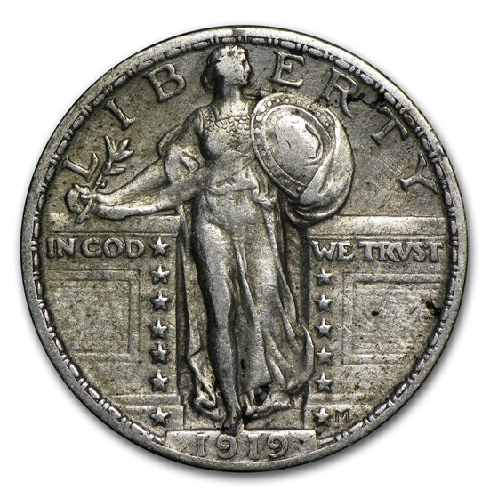 1919 Standing Liberty Quarter AU Details (Cleaned)