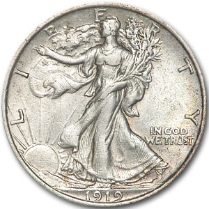 1919 Walking Liberty Half Dollar AU-55 Details (Cleaned) 1919 Walking Liberty Half Dollar AU-55 Details (Cleaned)