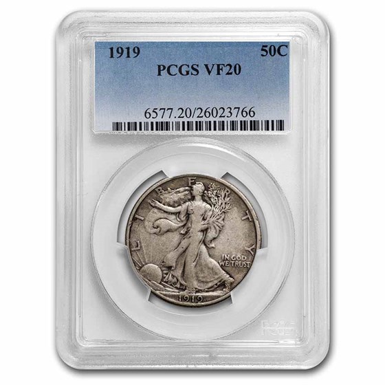 1919 Walking Liberty Half Dollar VF-20 PCGS 1919 Walking Liberty Half Dollar VF-20 PCGS