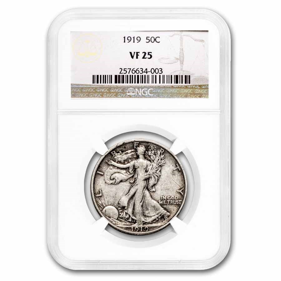 1919 Walking Liberty Half Dollar VF-25 NGC