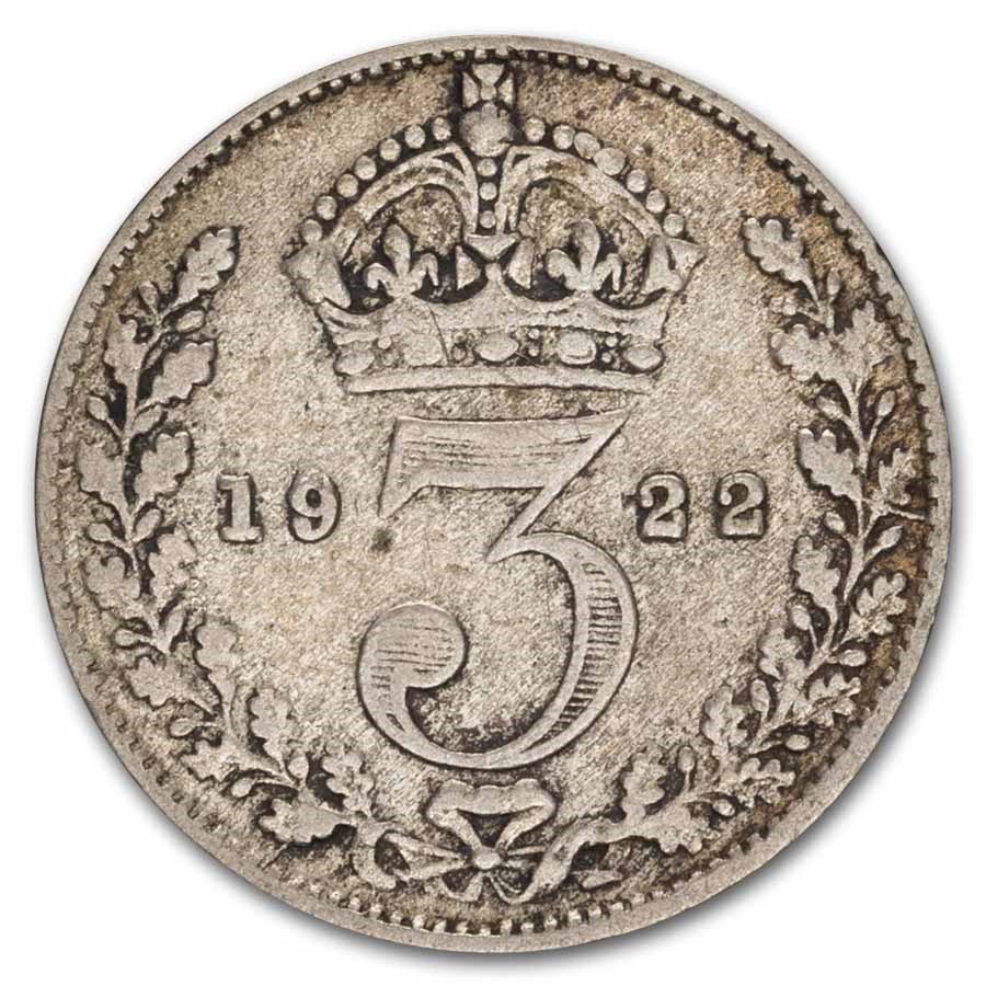 1920-1926 Great Britain Silver 3 Pence George V Avg Circ
